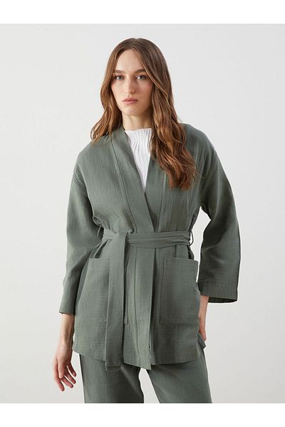 LC Waikiki Lcw Shawl Collar Oversize Muslin Women's Kimono Fast Fashion