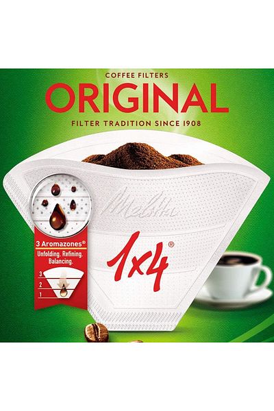 COOYA 40 Pack coffee filters, 1x4 , Original, Premium paper filters, anti-bacterial, Suitable for coffee