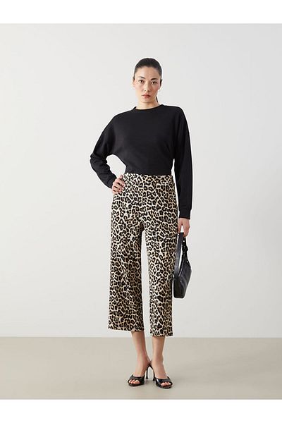 LC Waikiki New Season Standard Fit Leopard Patterned Women's Trousers - S5L025Z8