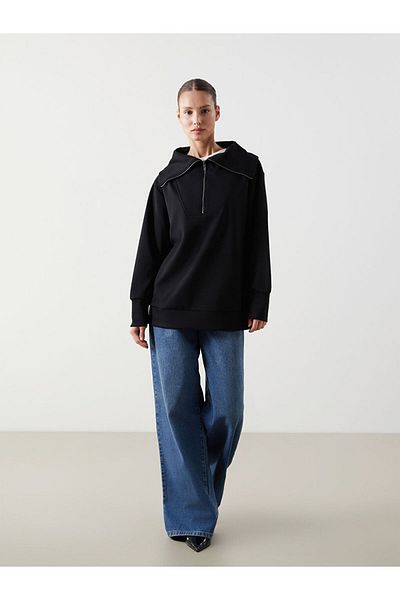 LC Waikiki Lcw Stand Collar Oversize Women's Sweatshirt Tunic