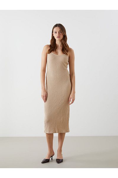LC Waikiki Γυναικείο φόρεμα με υφή LCW Vision U-Neck