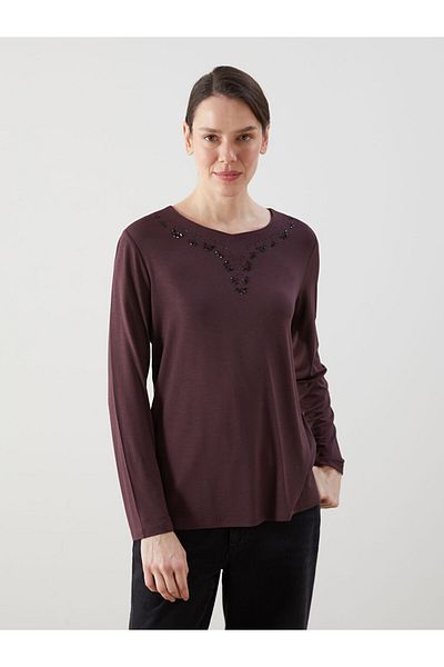 LC Waikiki Γυναικεία μπλούζα LCW Grace Crew Neck Stone