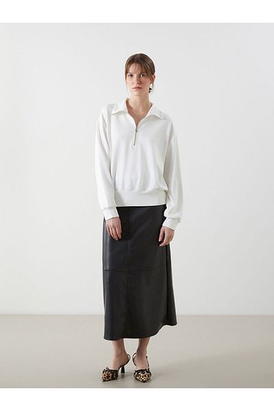LC Waikiki Γυναικείο φούτερ LCWAIKIKI Classic Stand Collar Oversize