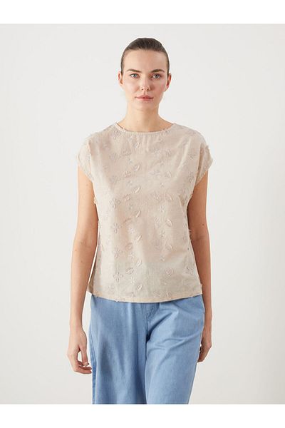 LC Waikiki Gray Crew Neck Floral Women's Blouse