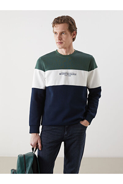 LC Waikiki Ανδρικό φούτερ με μακρύ μανίκι σε μπλε ναυτικό χρώμα και λαιμόκοψη...