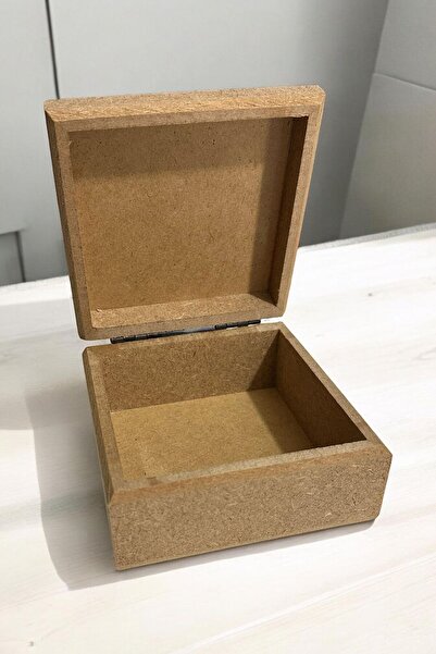 BAYRAMPASAHOBİM Ham Ahşap Küçük Boy Kare Kutu (12 cm)