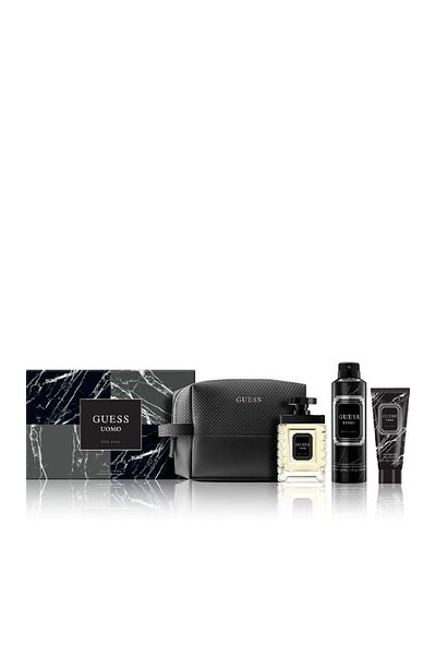 Guess Gus Uomo gift set for men (Guess Uomo perfume 100ml, body spray 226ml, shower gel 200ml)