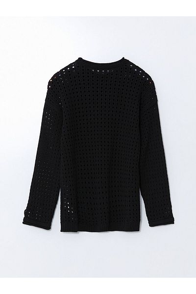 LC Waikiki Lcw Modest Crew Neck Openwork Women's Knitwear Tunic