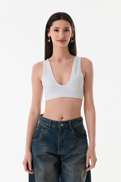 Fulla Moda Μπουστάκι χωρίς ραφή με κορδόνι