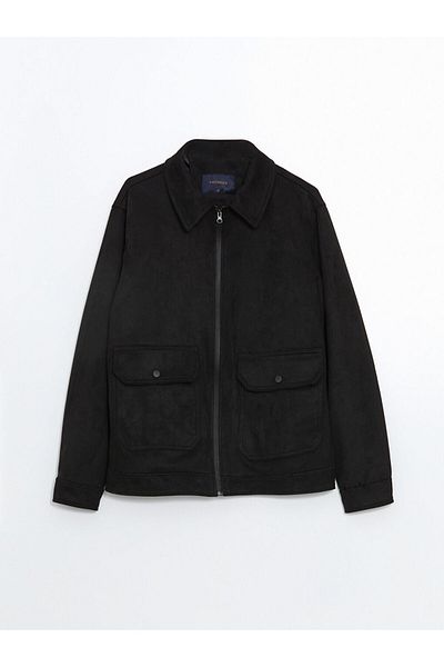 LC Waikiki Southblue Standard Shape Shirt Collar Suede Men's Coat