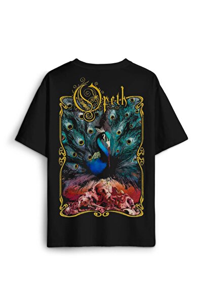 Kendim Seçtim Opeth Metal Music Baskılı Oversize T-shirt Siyah Unisex Tişört