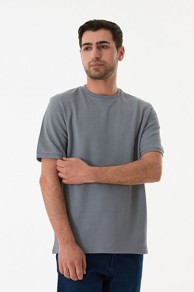 Fulla Moda Μπλουζάκι από ύφασμα κηρήθρας με λαιμόκοψη