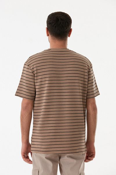 Fulla Moda Μπλουζάκι με ριγέ Jacquard Crew Neck