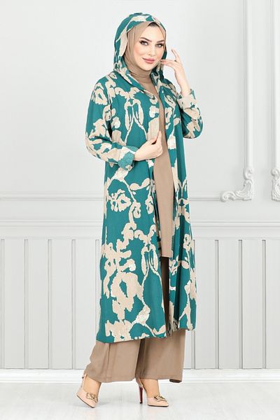 ModaMerve Patterned Triple Viscose Set 0332Bgs895 Emerald&Vision