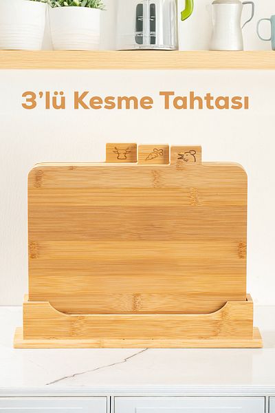 Porsima 16668 Piero Bamboo 3K Dessert Board Set 32cm Wooden Cutting Board