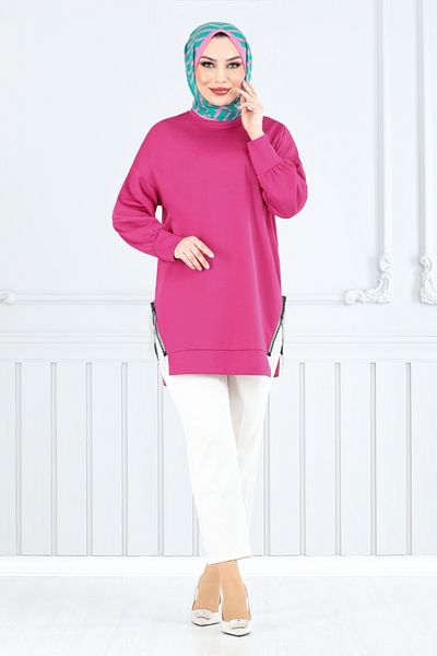 ModaMerve Furuncu Tunik - Detail with Fuchsia