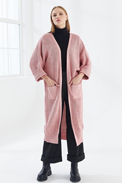 MODAJİN Oversize Dadali Knitwear Cardigan, Pinkcolor