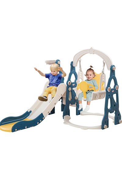 Ma Baby 3 in 1 Toddler Swing and Slide Set, Climber, Basketball Hoop and Slide for Boys and Girls