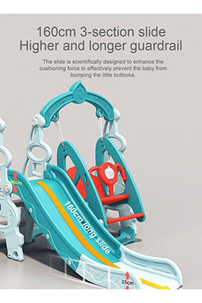 Ma Baby 4 in 1 Kids Slide and Swing Set with Basketball Hoop