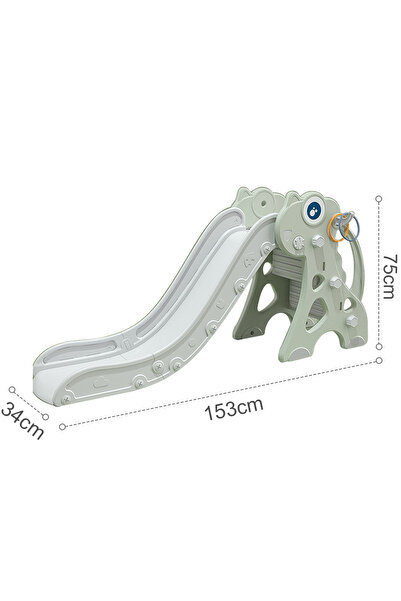 Ma Baby Kids Slide with Basketball Hoop & Ring Toss, Foldable Baby Plastic Slide,