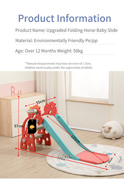 KidLe 2 in 1 Children's Slide Kids Slide with Basketball Hoop Indoor Home Multi-Function