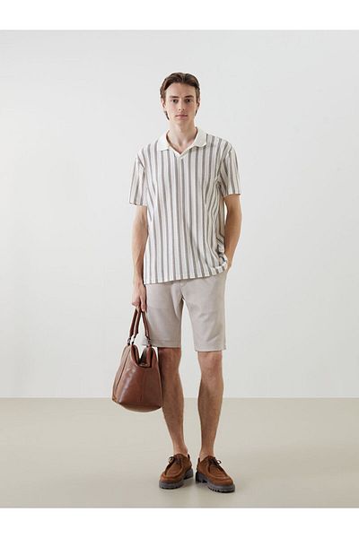 LC Waikiki Νέα σεζόν Polo γιακά με κοντό μανίκι ριγέ ανδρικό Tisort - S5AS24Z8