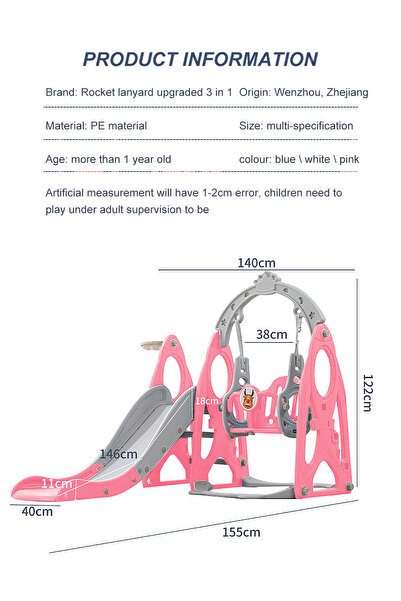 Ma Baby 4 in 1 Kids Slide and Swing Set, Indoor/Outdoor for Kids Baby with Basketball Hoop
