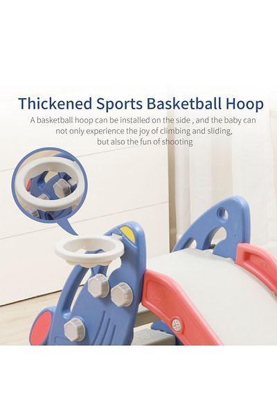 KidLe 2 in 1 Children's Slide Kids Slide with Basketball Hoop
