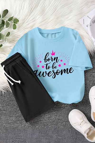 MYADA Set pentru copii din 2 piese premium Born to be awesome imprimat 22437