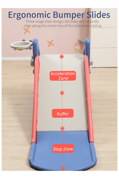 KidLe 2 in 1 Children's Slide Kids Slide with Basketball Hoop