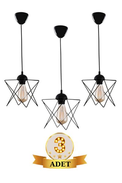 MHK Collection Black 3 Single Pendant Lamp Zigzag Chandelier