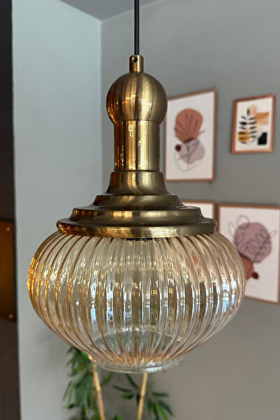 Bamyum Ruiz Cam Bal Rengi Uzun Eskitme Tokmak Başlık Başlık Retro Sarkıt Lamba Restoran Salon Aydınlatma