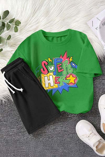 MYADA Premium Super Hero Printed 2-Piece Children's Set