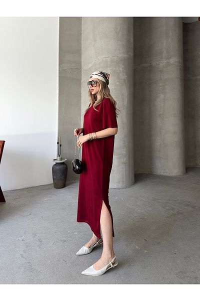 floral fashıon Rochie de damă - țesătură din jerseu modal piqué, cu fantă laterală confortabilă