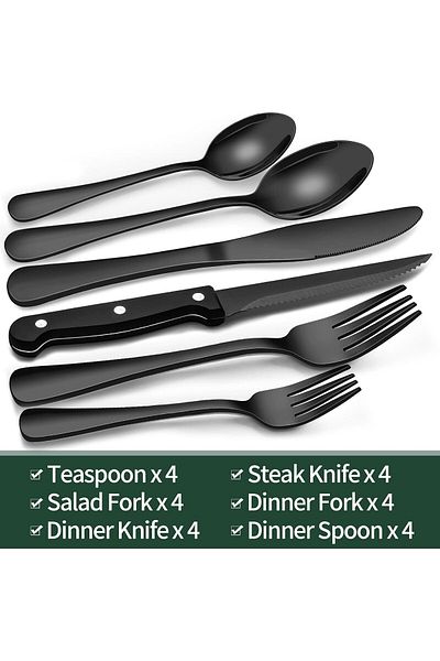 COOYA Cutlery Set, 24 Pcs Flatware Set Set, Stainless Steel Silverware Set, Home Kitchen Eating Tableware
