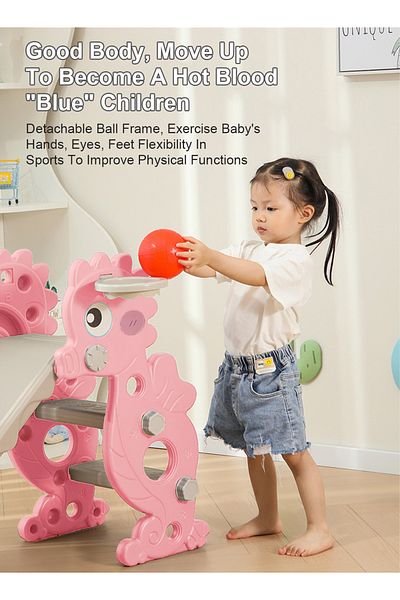 Ma Baby Kids Slide Indoor and Outdoor Home Small Playground Toys with Ball Frame Basketball