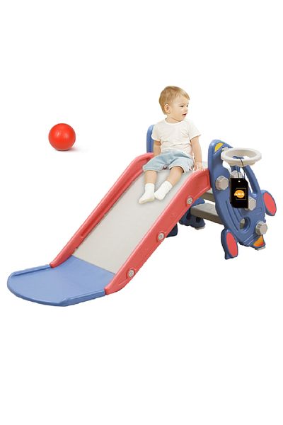 KidLe 2 in 1 Children's Slide Kids Slide with Basketball Hoop
