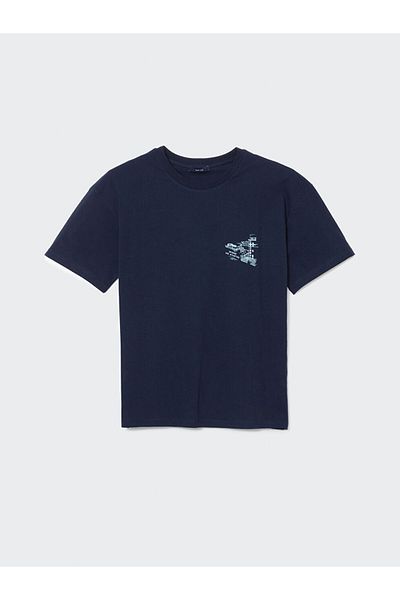 LC Waikiki Ανδρικό μπλουζάκι LCW ECO Crew Neck με στάμπα από βαμβακερό χτενισμένο