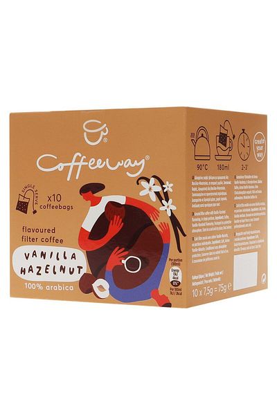 Coffeeway Vanilla Hazelnut Flavored Coffee Bags (10 x 75g)