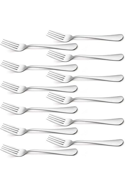 Generic TRASSLE Forks Silverware, Dinner Forks 8 Inches, Dinner Set of 12 Premium Food Grade Stainless Stee
