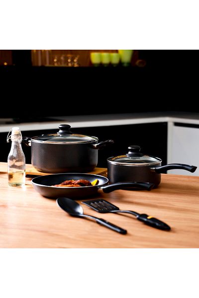 ROYALFORD 7 Pcs Aluminium Cookware Set | Non-Stick Coating | SS Frame
