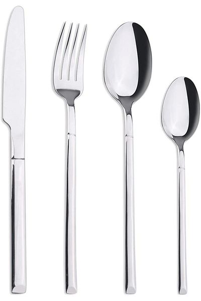 COOYA Silverware Set, Stainless Steel Flatware, Nordic Tableware, Knife Fork Spoon 4Pcs Gift Set (Sliver)