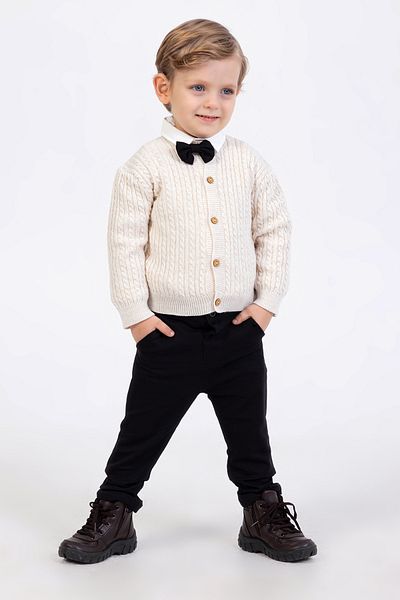Babymod Baby Boy Cardigan Shirt and Bow Tie Suit Birthday Special Day Stylish