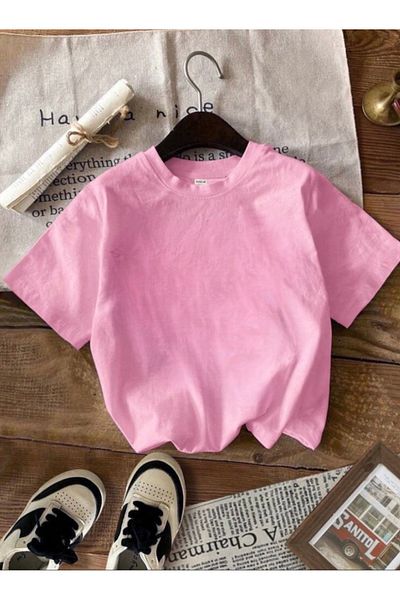 DEZZİİ Μπλουζάκι με ροζ πλάτη Smiley Face με στάμπα Oversize