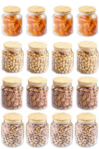 Bambum 12 Glass Storage Containers - 600ml with Vacuum Bamboo Lids