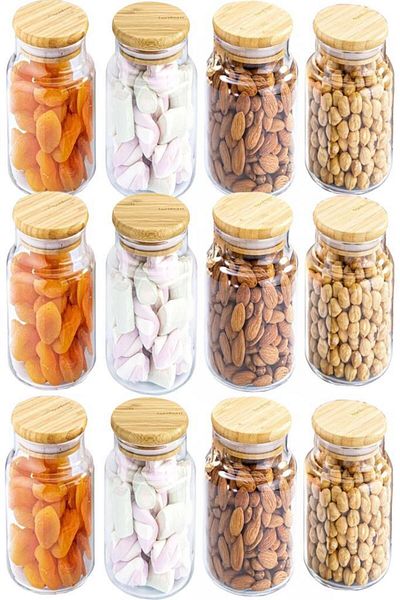 Bambum 12" Glass Storage Container - 800ml with Vacuum Bamboo Lid