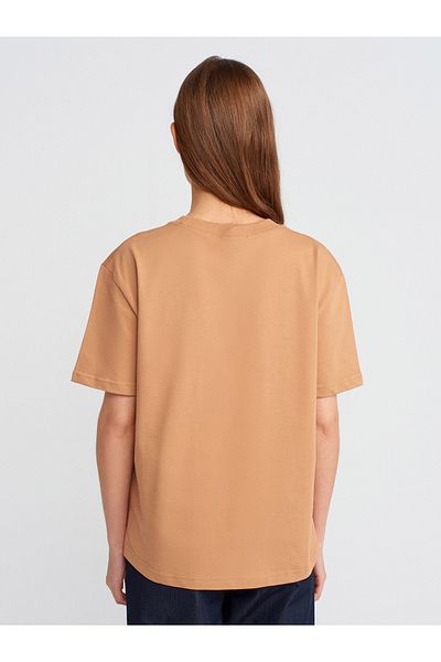 Dilvin 30312 DILVIN - Decorative Stitched Crew Neck T-Shirt