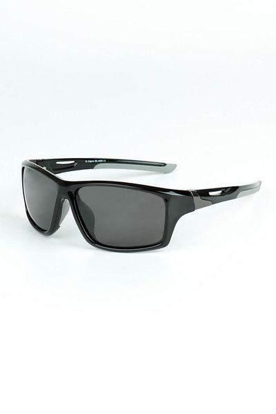 Di Caprio Men's Black Polarized Protected Rectangular Model Sunglasses