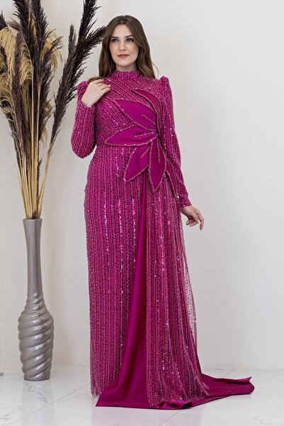 Genel Markalar Beli Çiçek Detaylı Bergüzar Abiye