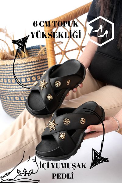Slipcat Women's Wedge Heel Slippers Orthopedic Daily Slippers Comfortable Stylish Heeled Slippers